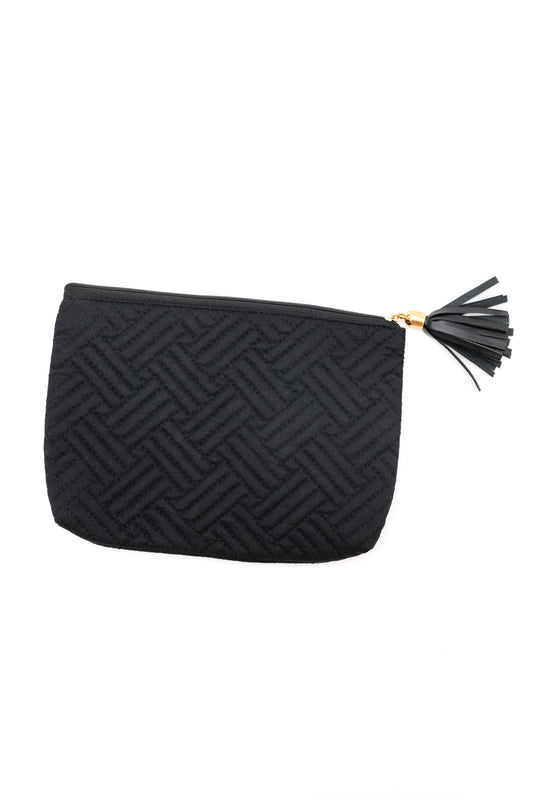 Quilted Travel Zip Pouch, Black