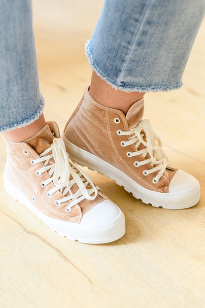 CORKYS Run Me Down Velvet High Top Sneakers, Tan