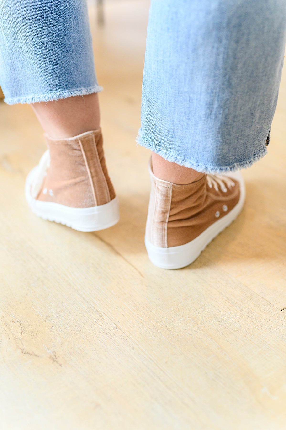 CORKYS Run Me Down Velvet High Top Sneakers, Tan