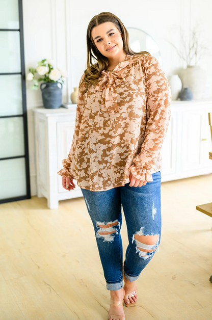 Floral Ties Long Sleeve Blouse