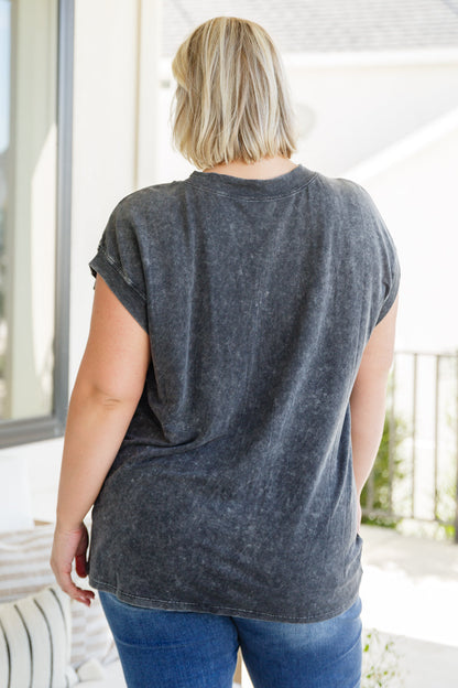 She's Alright Mineral Wash Sleeveless Henley Top