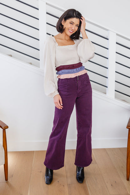 MICA Petunia High Rise Wide Leg Jeans, Plum