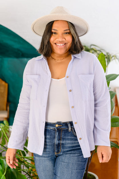 Skies The Limit Button Up Top, Lavender