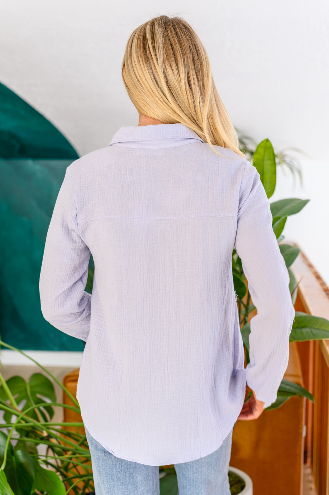 Skies The Limit Button Up Top, Lavender