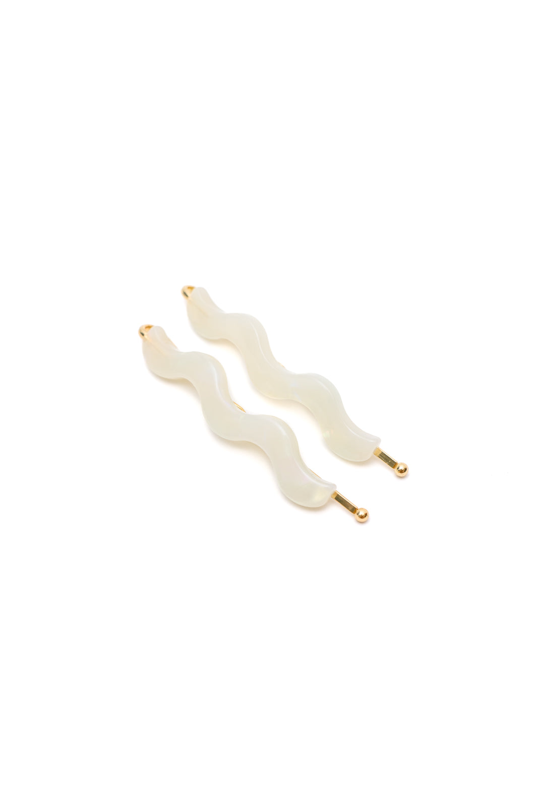 Sleek Waves Hair Clip Set of 2, White Tortoise