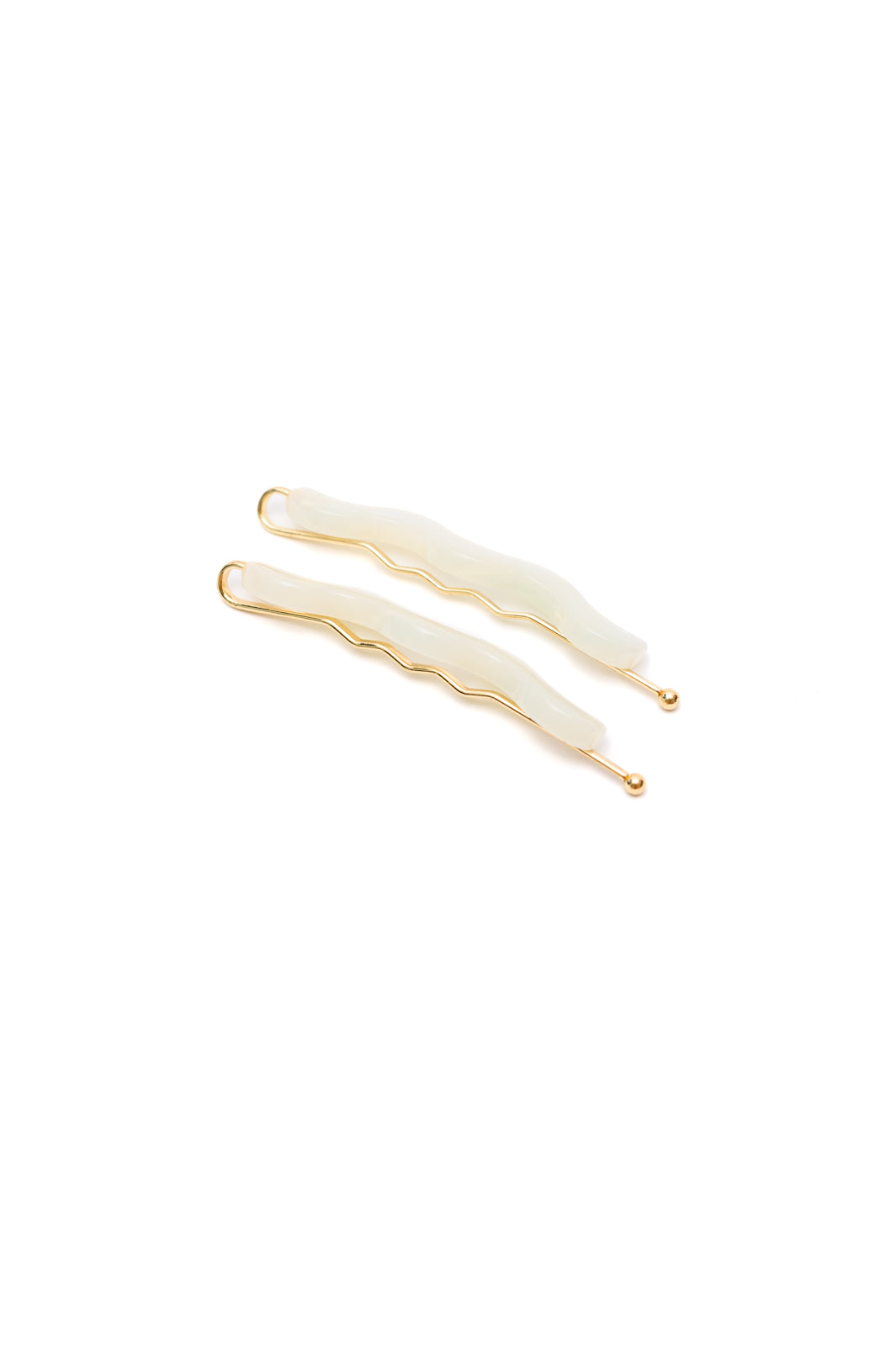 Sleek Waves Hair Clip Set of 2, White Tortoise