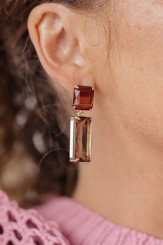 Sparkly Spirit Rectangle Crystal Earrings, Smoke