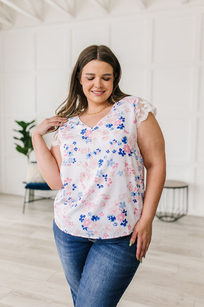 Still The One Lace Sleeve Floral Top