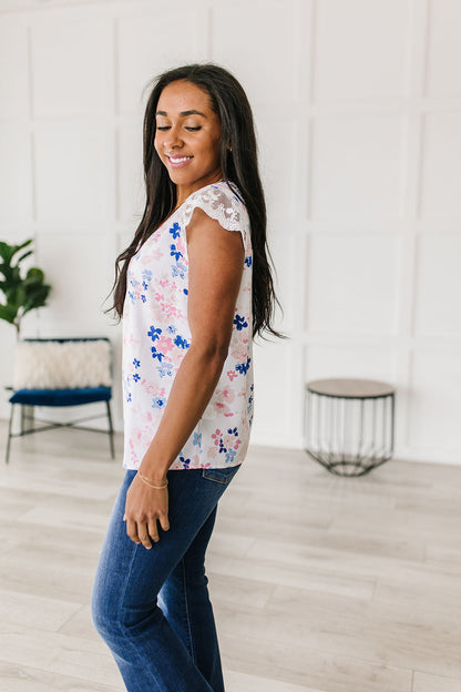 Still The One Lace Sleeve Floral Top