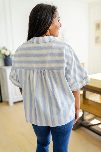 Tailored to Relax Striped Button Front Top