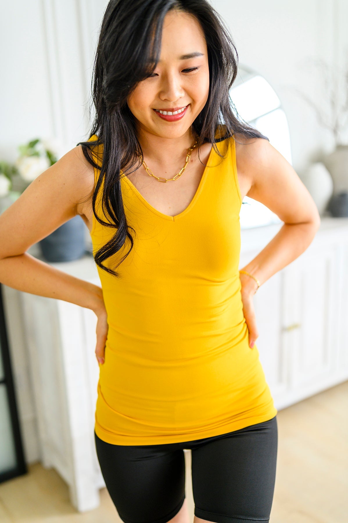 The Basics Reversible Full Length Tank Top, Mustard