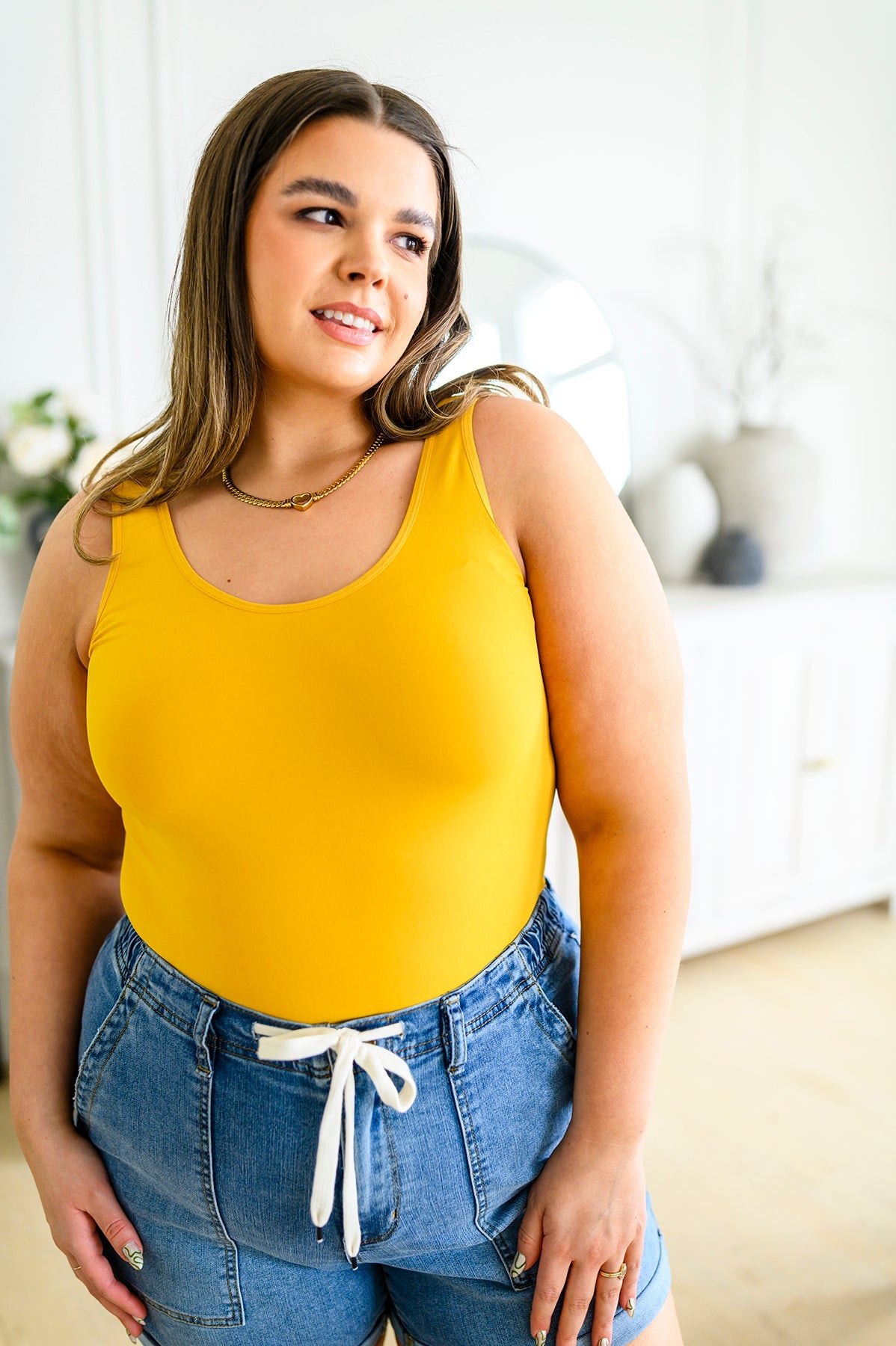 The Basics Reversible Full Length Tank Top, Mustard