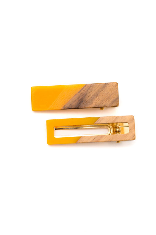 Two Tone Hair Clip Set of 2, Yellow