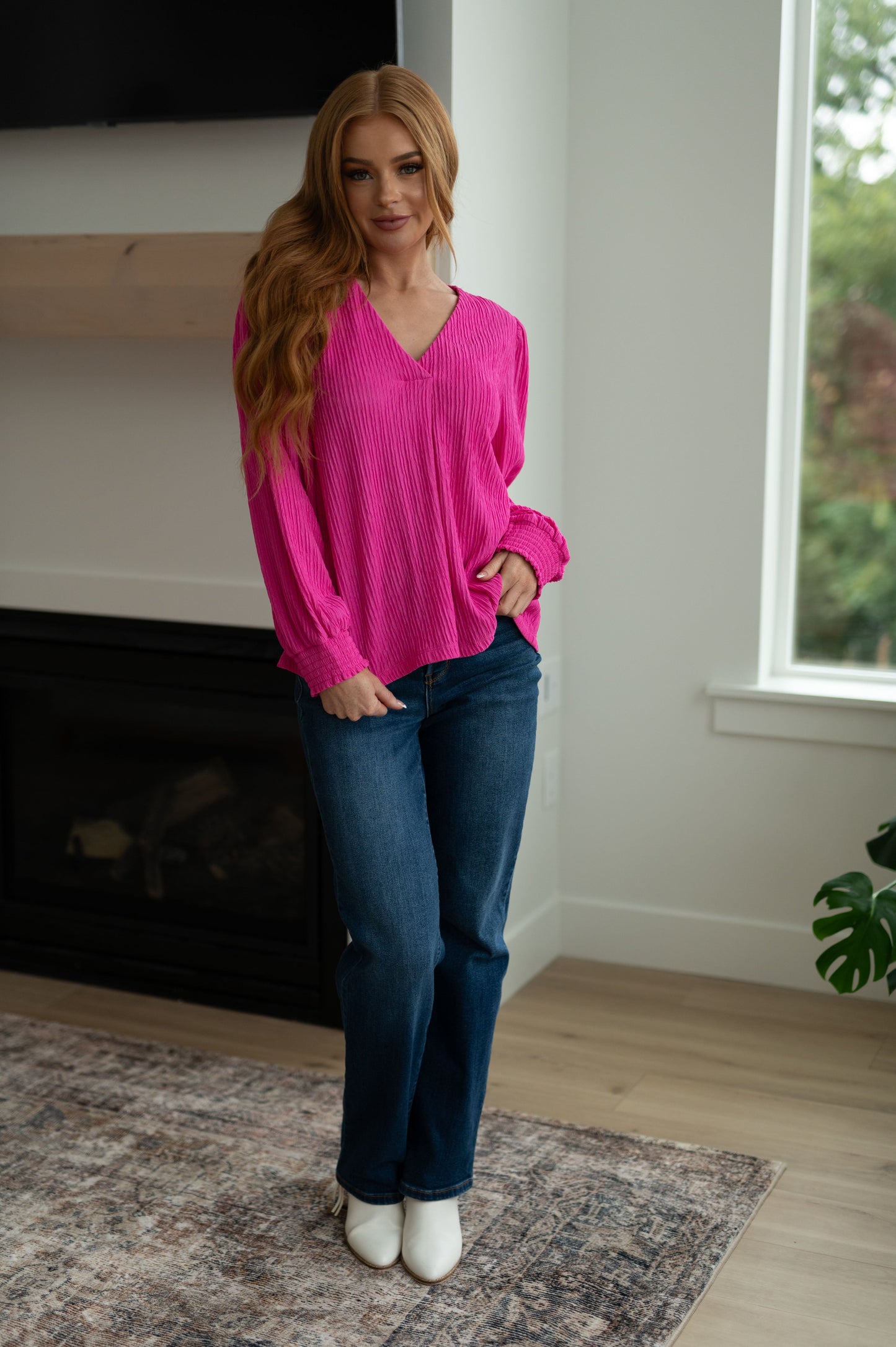 Very Refined V-Neck Long Sleeve Blouse