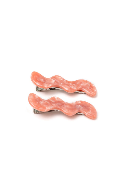 Wavy Hair Clip Set of 2, Pink Pearl