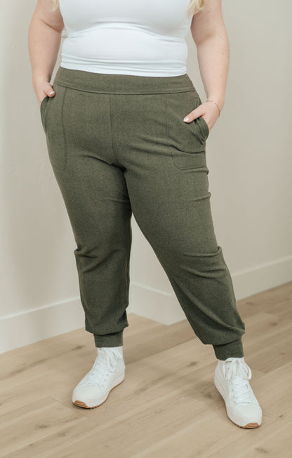 Where Are You High Rise Joggers, Olive