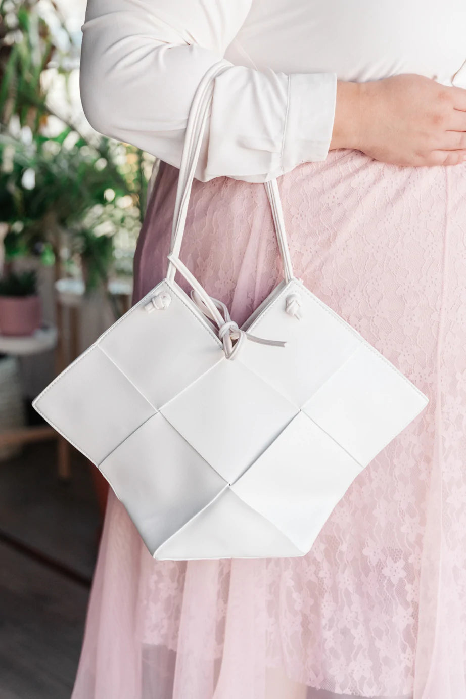 Woven Tote, White